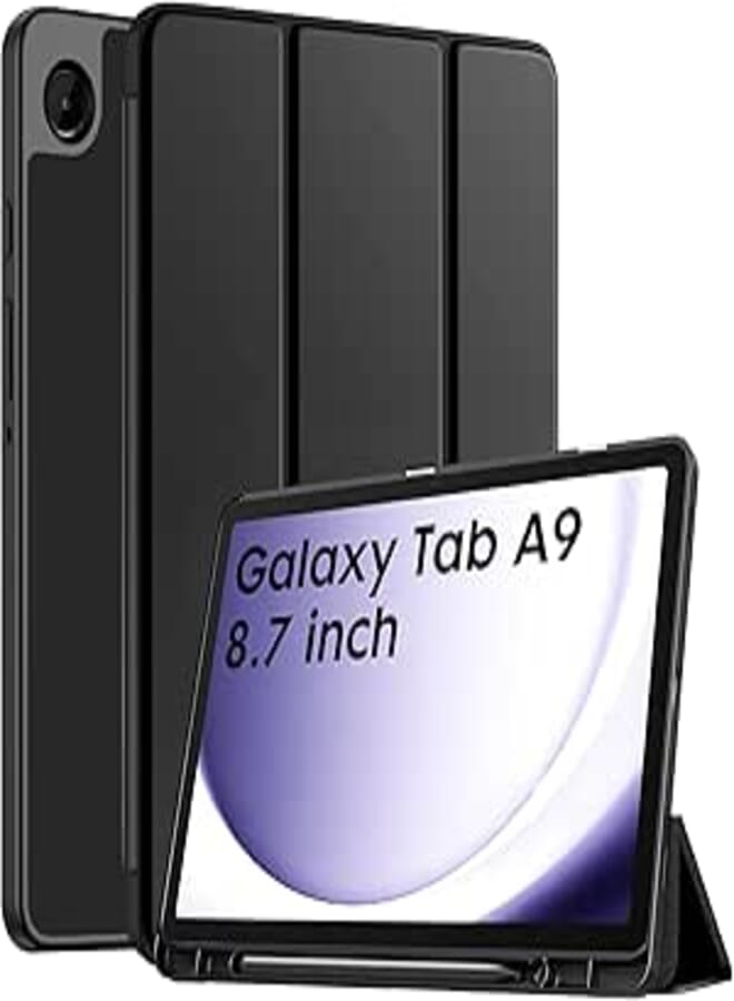 Robustrion Cover for Samsung Galaxy Tab A9 Cover Case 8.7 inch, Flip Cover Case with [Pen Holder] for Samsung Tab A9 Cover/Tab A9 Tablet Cover - Black